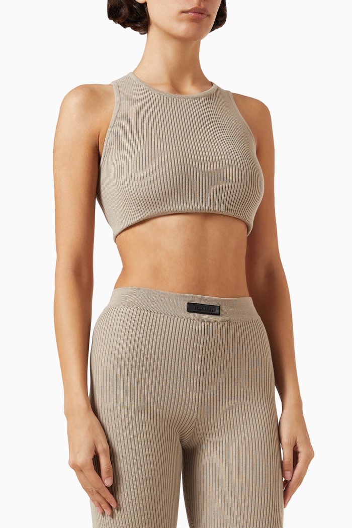 

Sports Crop Tank Top in Cotton-blend, Grey