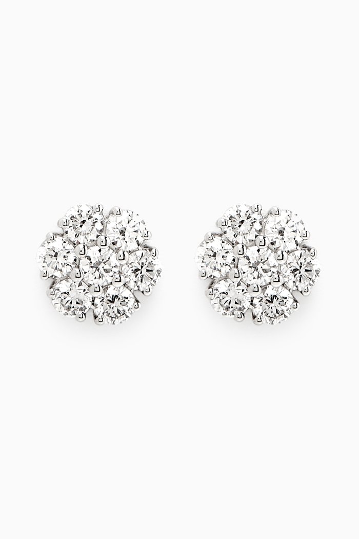 

Flower Diamond Stud Earrings in 18kt White Gold