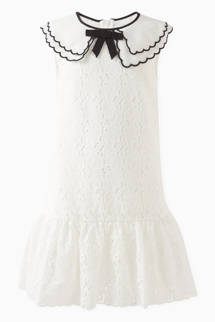 

Floral-embroidered Dress in Chiffon, White