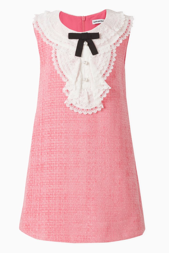 

Bow-embellished Dress in Tweed, Pink