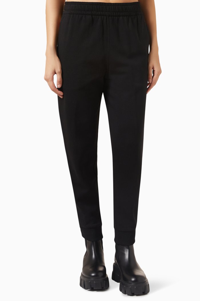 

Check Panel Jogging Pants in Cotton, Black