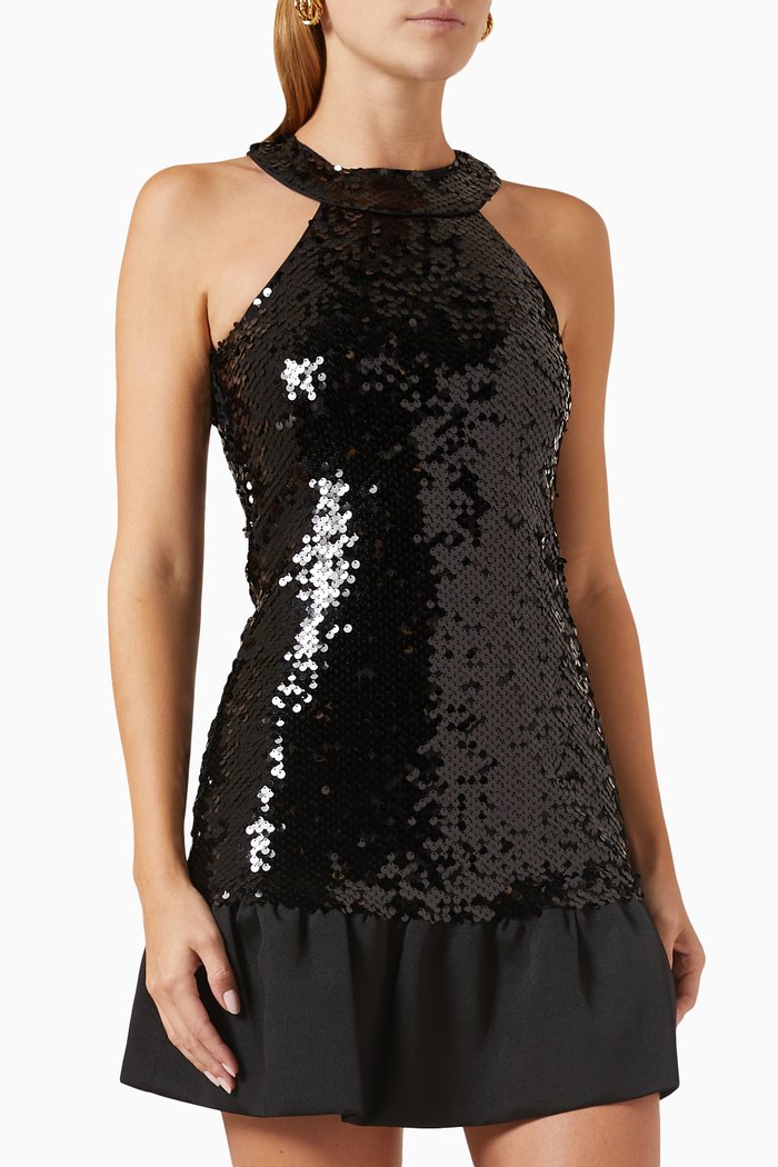 

Rondie Mini Dress in Sequin, Black