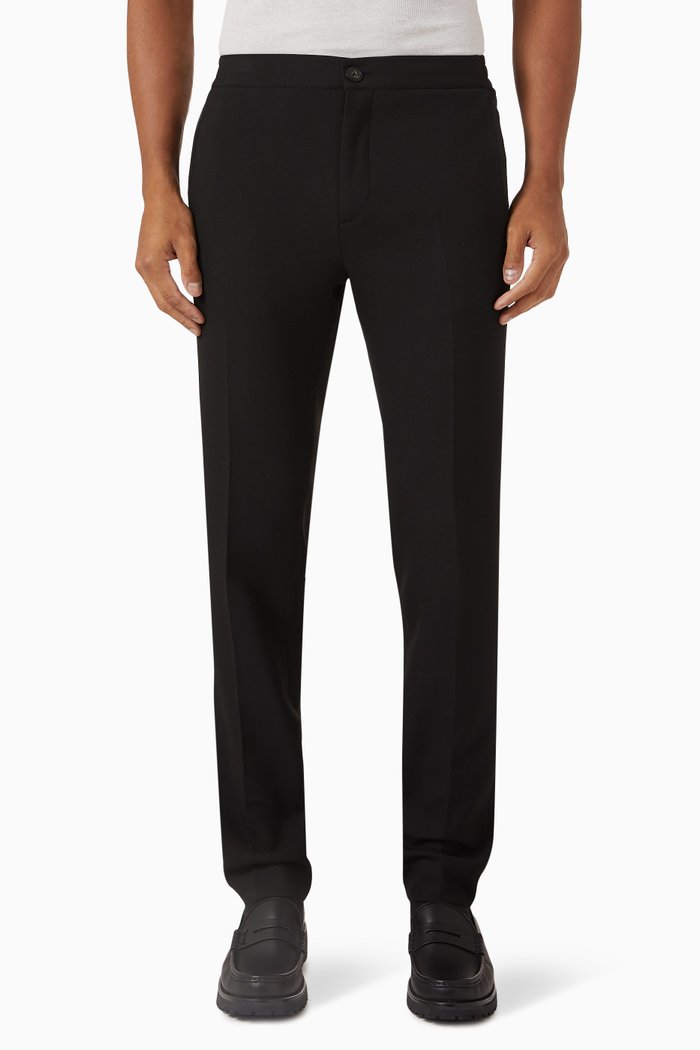 

Jersey Trousers in Technical Fabric, Black