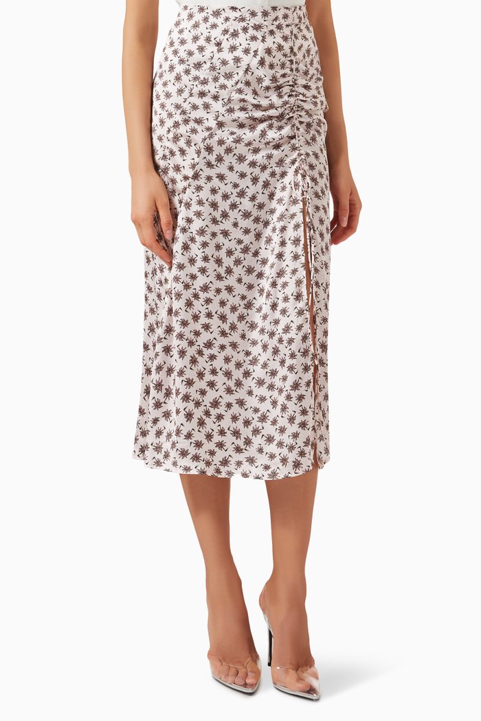 Jalita Midi Skirt in Satin, Pink