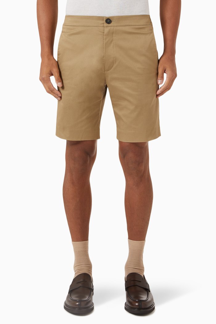 

Elasticated Shorts in Cotton Blend, Brown