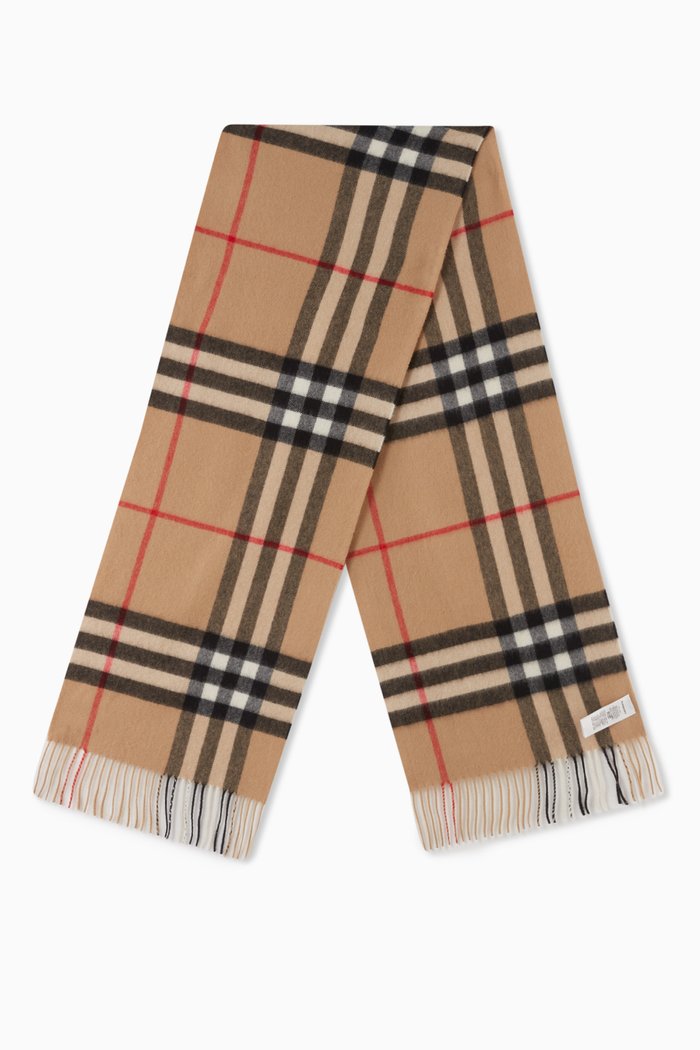 

Vintage Check Scarf in Cashmere, Neutral