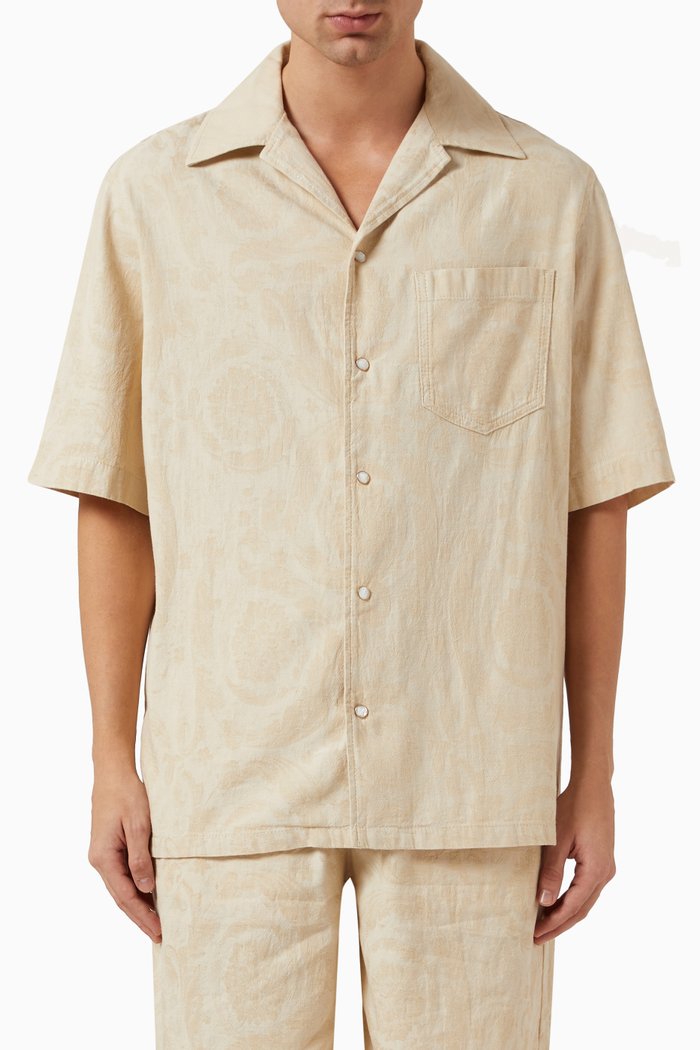 

Barocco-print Shirt in Denim Chambray, Neutral