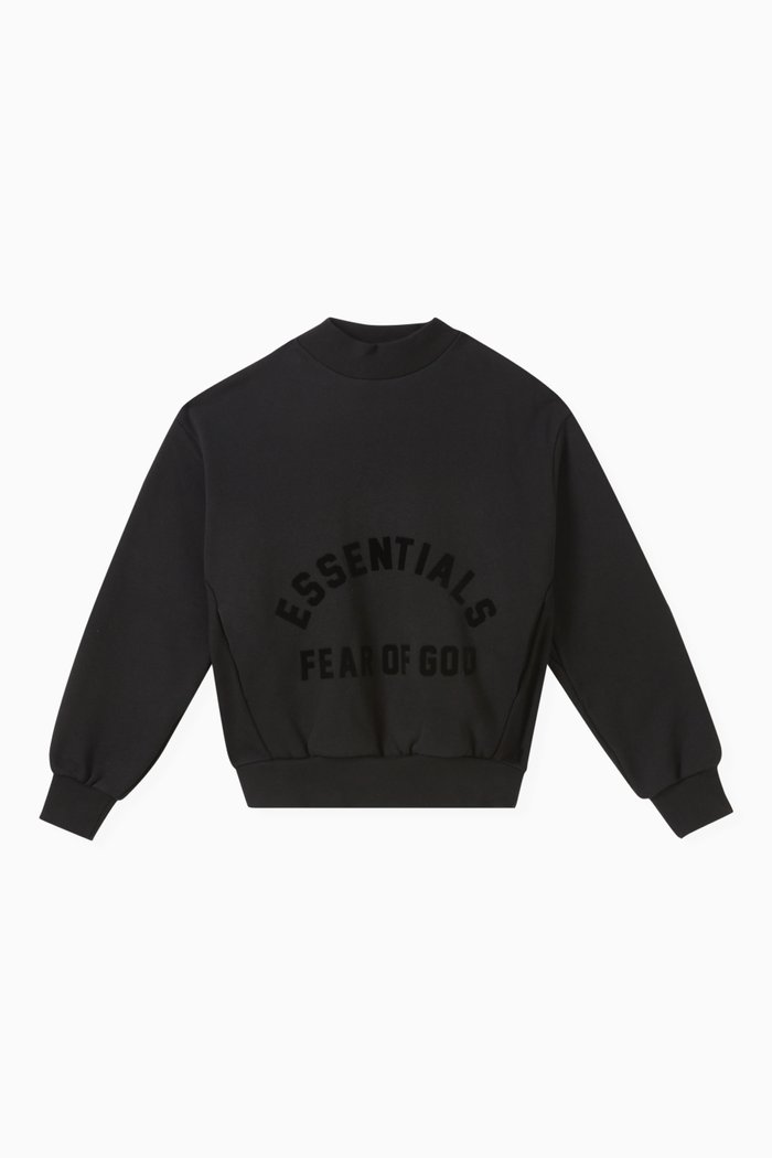 

Logo Crewneck Sweatshirt in Cotton-blend Fleece, Black