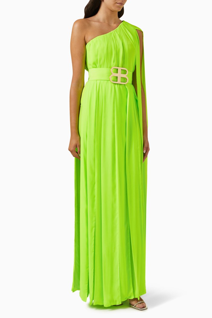 

Nia One-shoulder Panelled Gown, Green