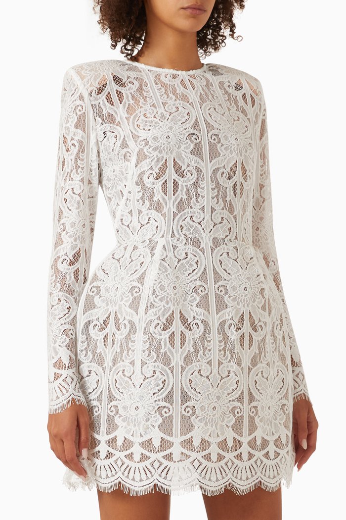 

Casey Mini Dress in Lace, White