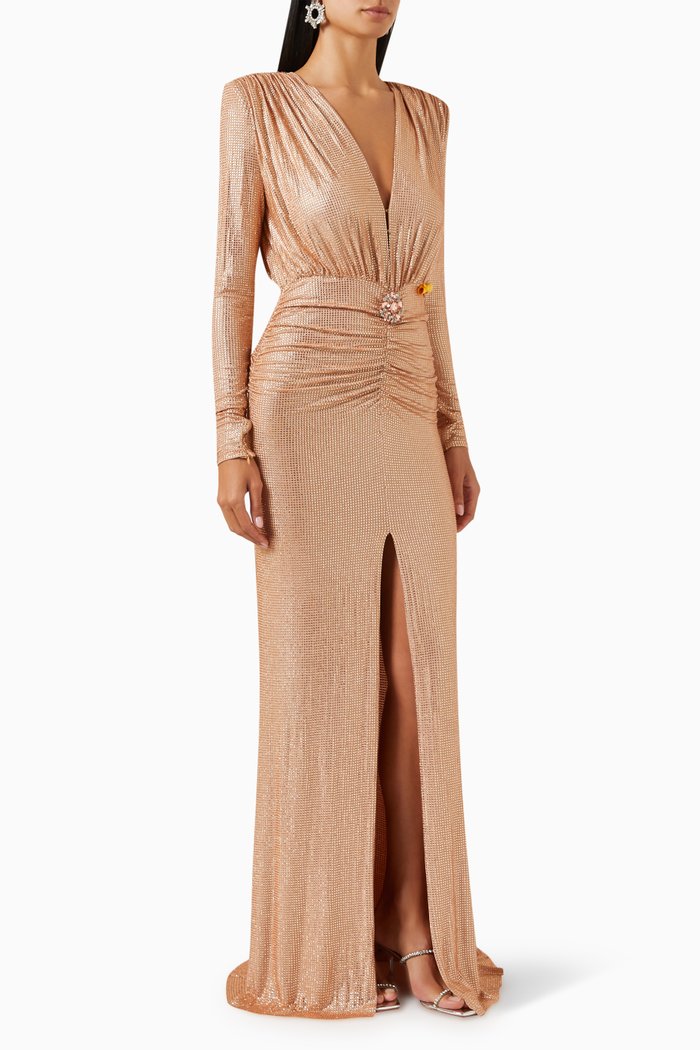 

Margo Embellished Gown in Nylon, Neutral