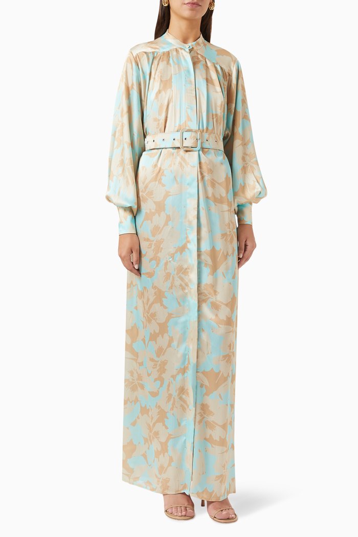 

Arian Floral-print Belted Maxi Dress, Green
