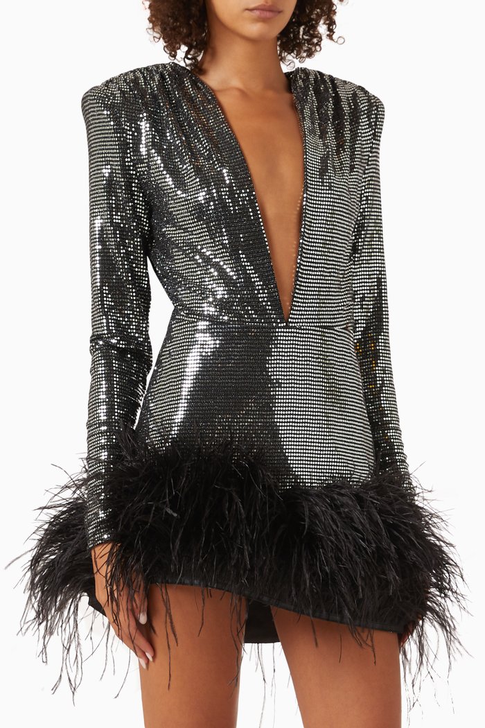 

Kyoto Mini Dress in Sequin, Silver