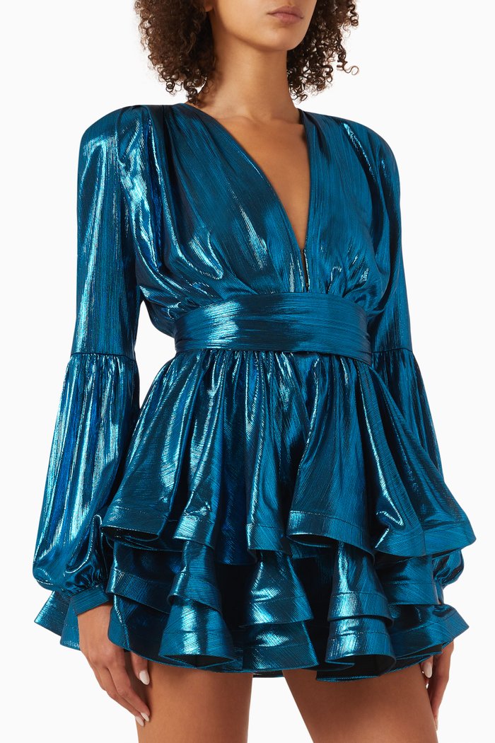 

Bedouin Mini Dress in Metallic-jersey, Blue