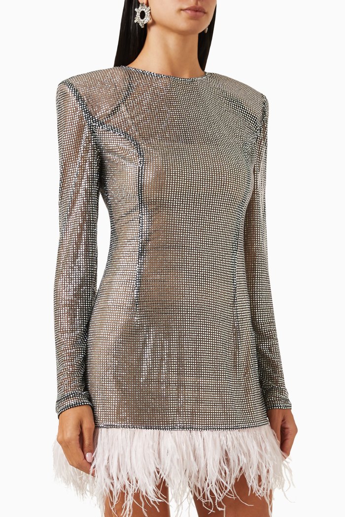 

Webb Feather Mini Dress, Multicolour