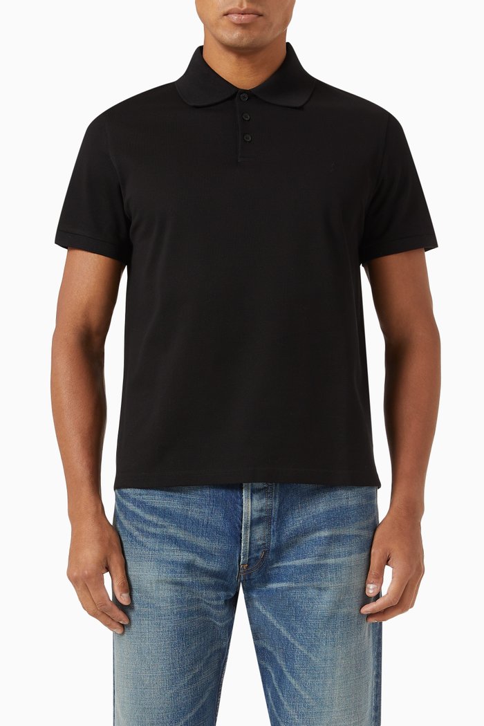 Cassandre Polo Shirt in Cotton Piqué, Black