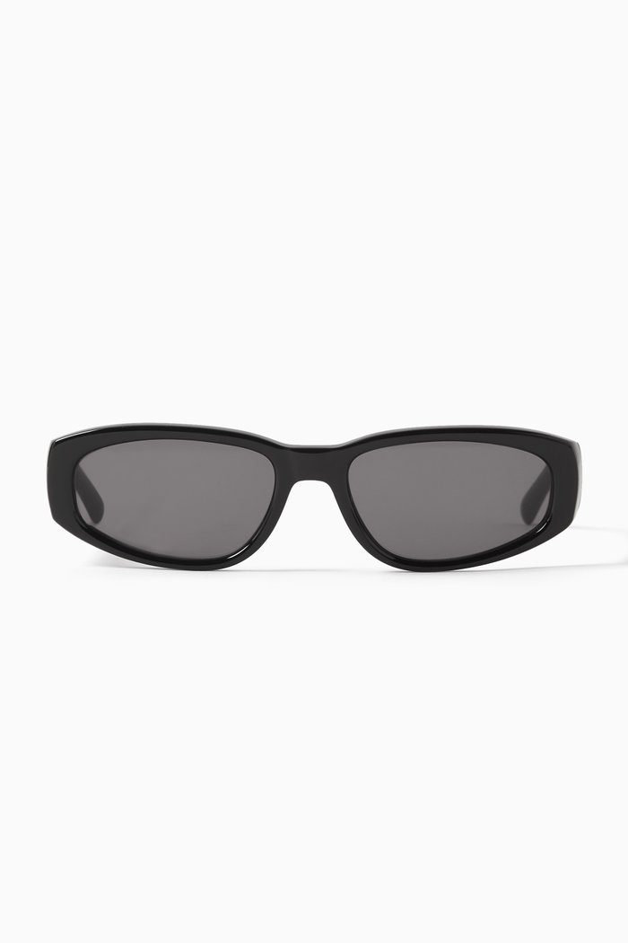 09 Oval Cat-eye Sunglasses, Black