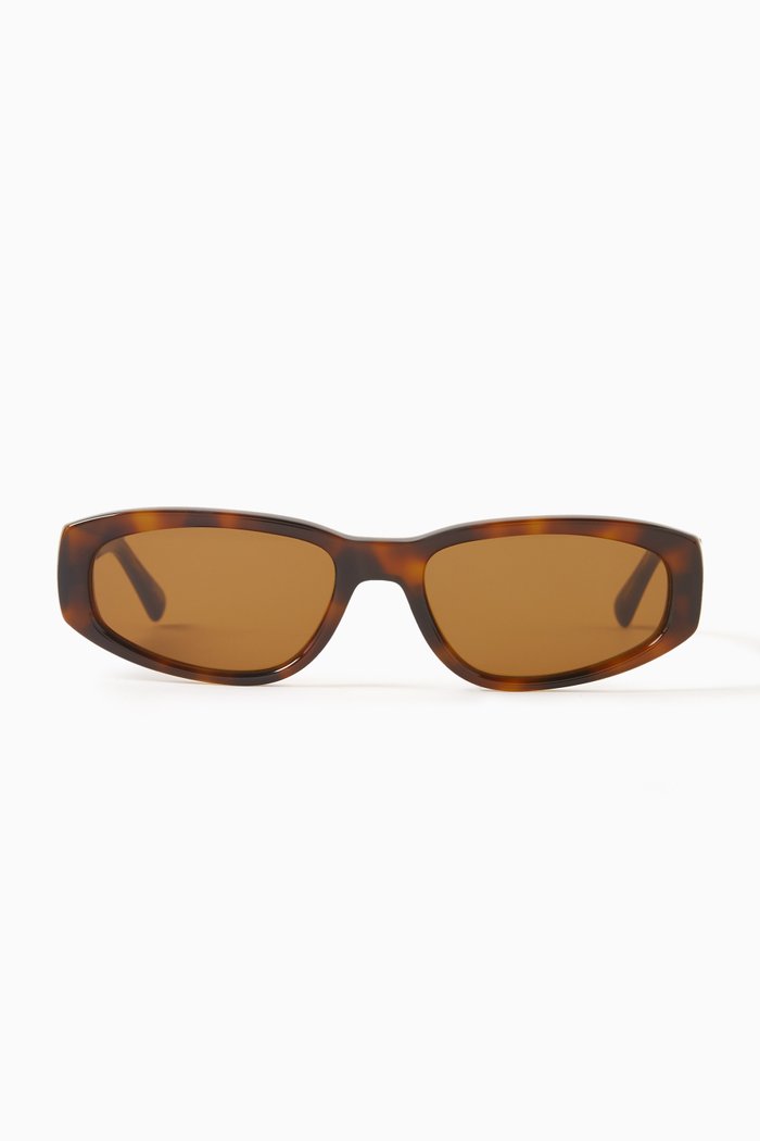 

09 Oval Cat-eye Sunglasses, Brown