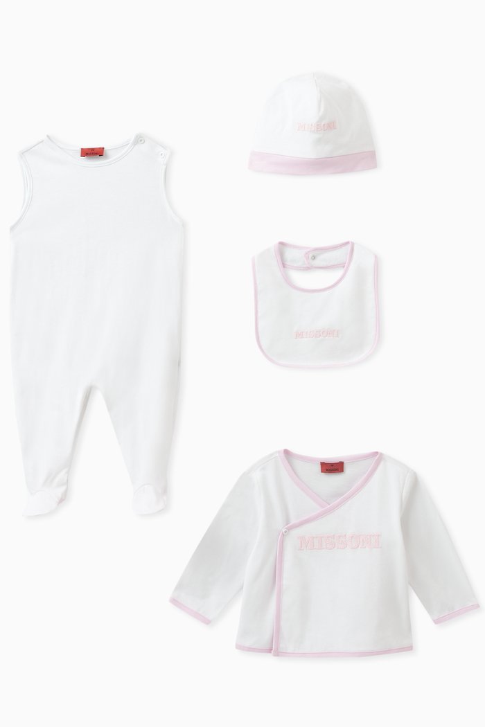 Logo Sleepsuit Set in Cotton, Pink