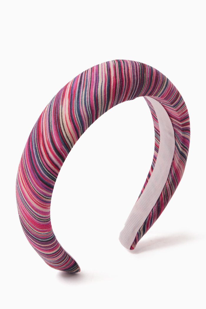 

Striped Headband in Stretch Cotton, Pink