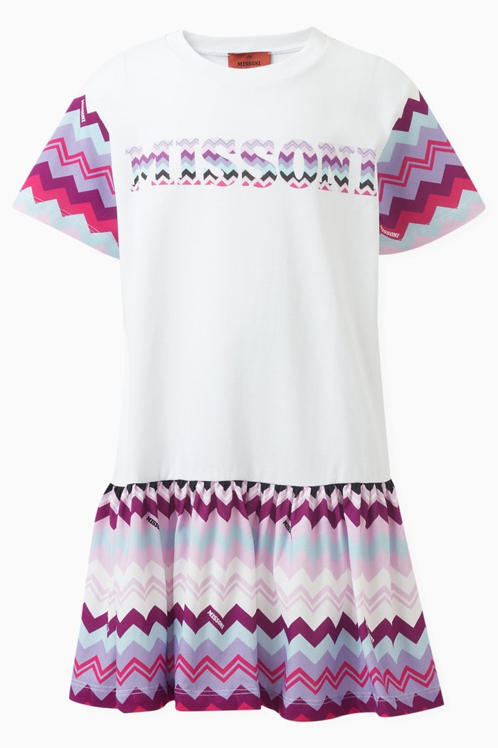 

Zig Zag Logo Dress in Stretch Cotton Jersey, Pink