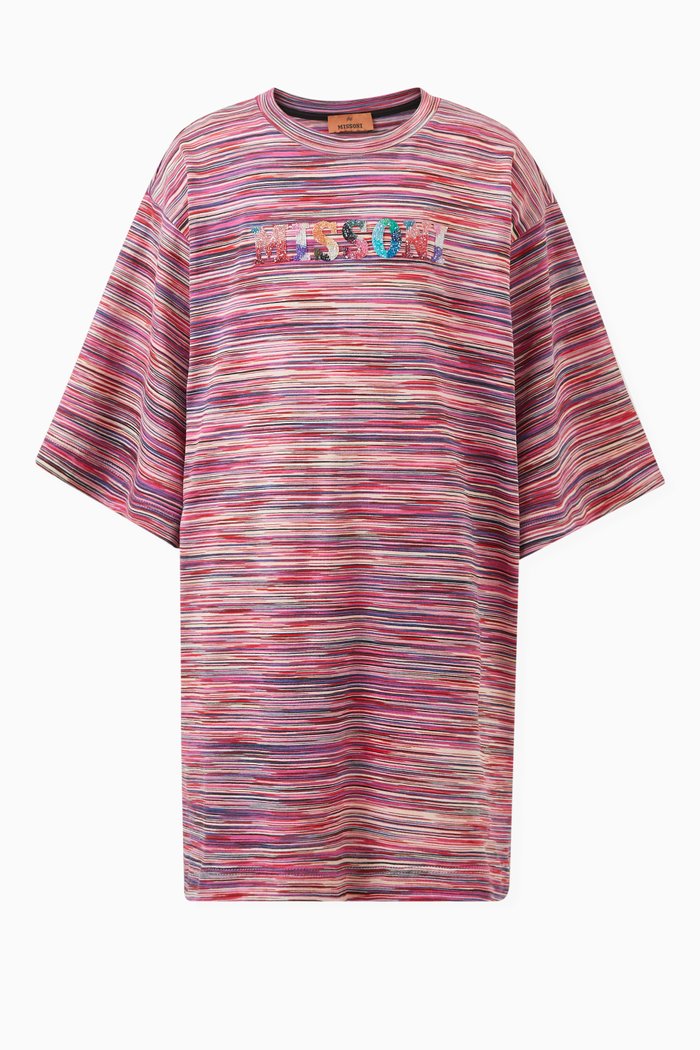 

Crystal-logo Dress in Cotton, Pink
