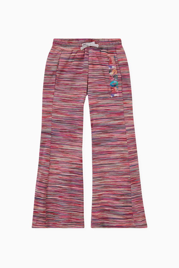 

Striped Flared Pants in Cotton, Pink