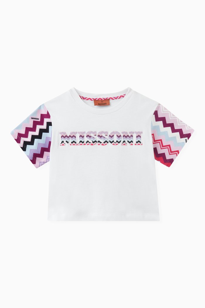 Zig Zag Logo T-shirt in Stretch Cotton Jersey, White