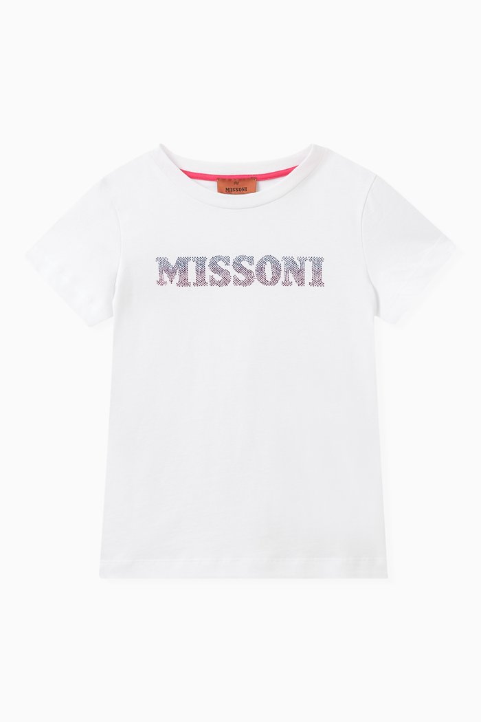 

Crystals Embellished Logo Logo T-shirt in Cotton, White