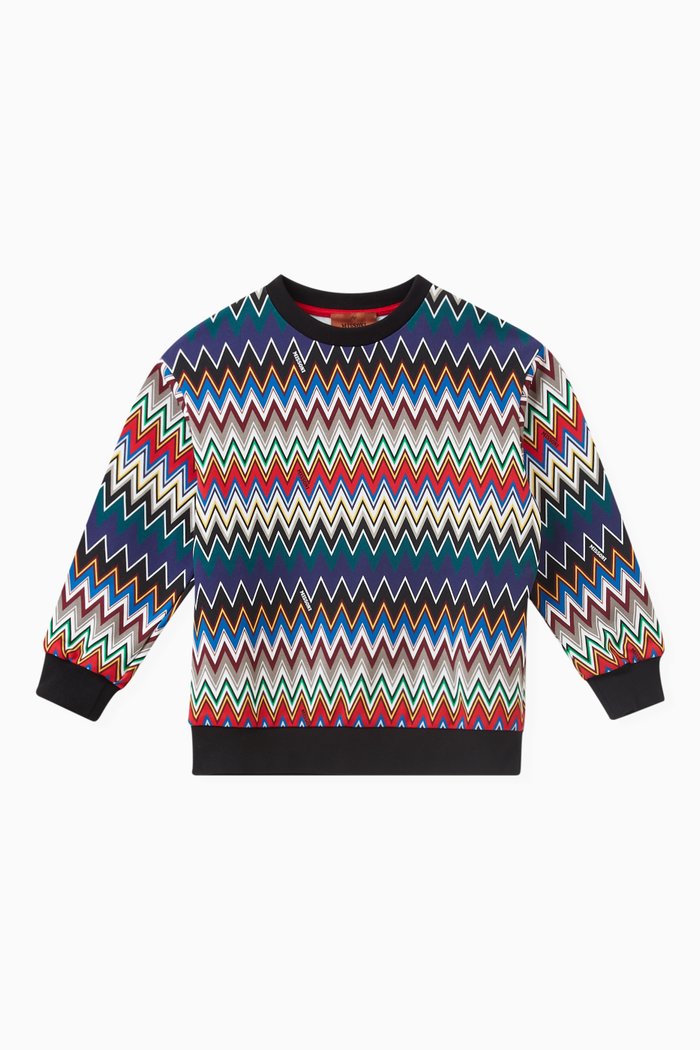 

Zig Zag Sweatshirt in Cotton Knit, Multicolour