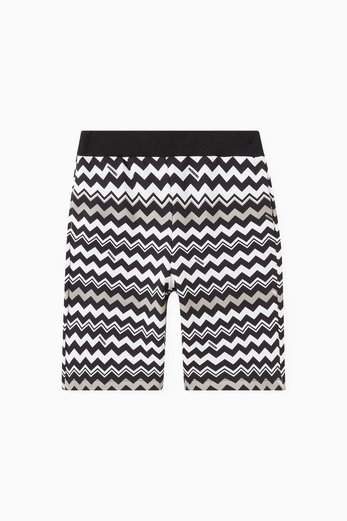 

Zigzag-pattern Shorts in Cotton, Black