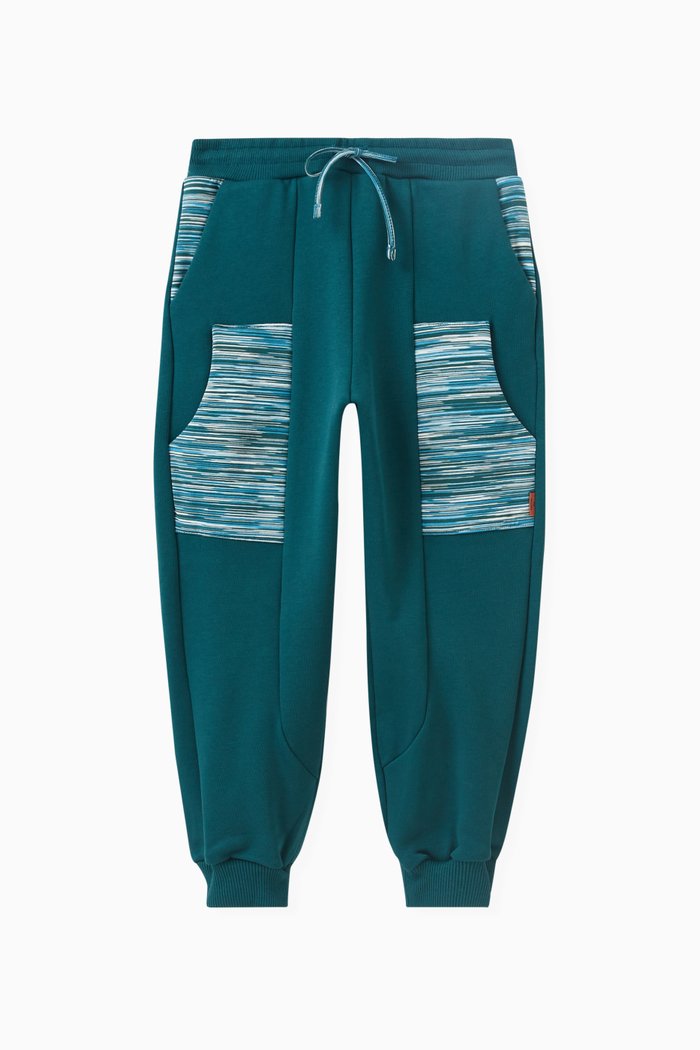 

Striped Pocket Joggers in Cotton Jersey, Green