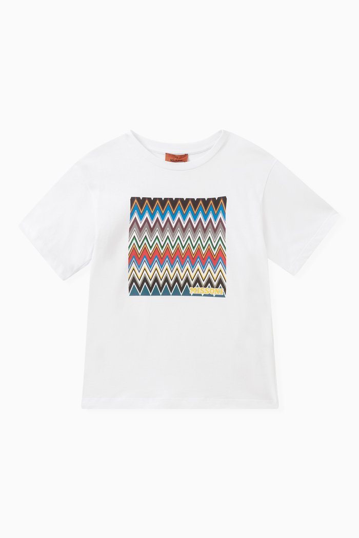 

Zigzag-print T-shirt in Cotton, White
