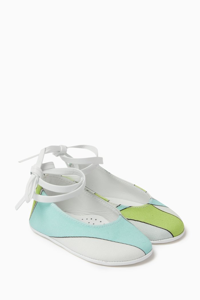 

Ballerinas with Laces in Fabric, Blue