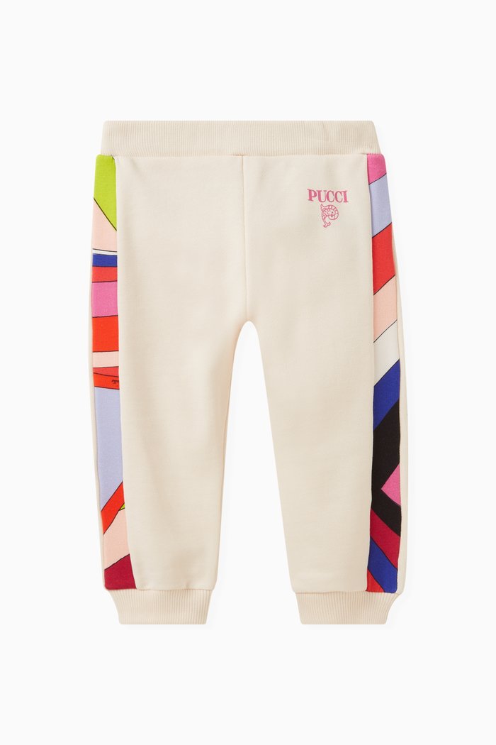 Abstract-detail Logo Sweatpants in Cotton, Neutral