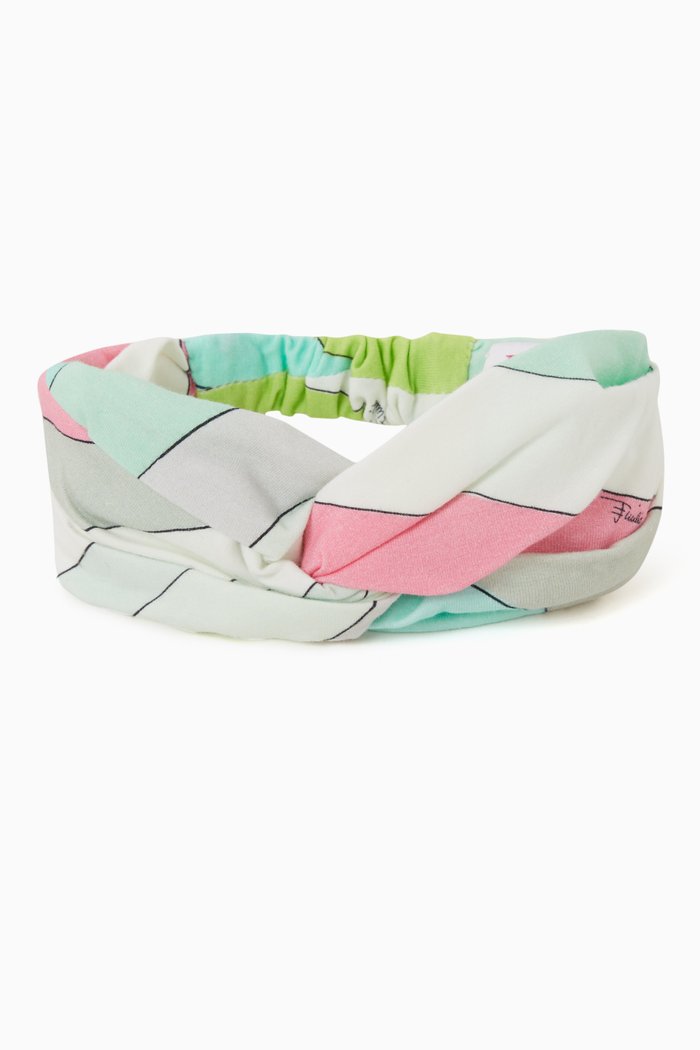 Abstract Pattern Headband in Cotton, Blue