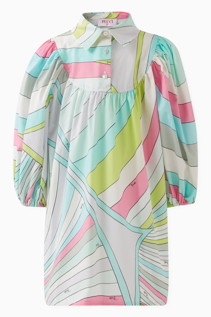 Abstract-print Dress, Blue