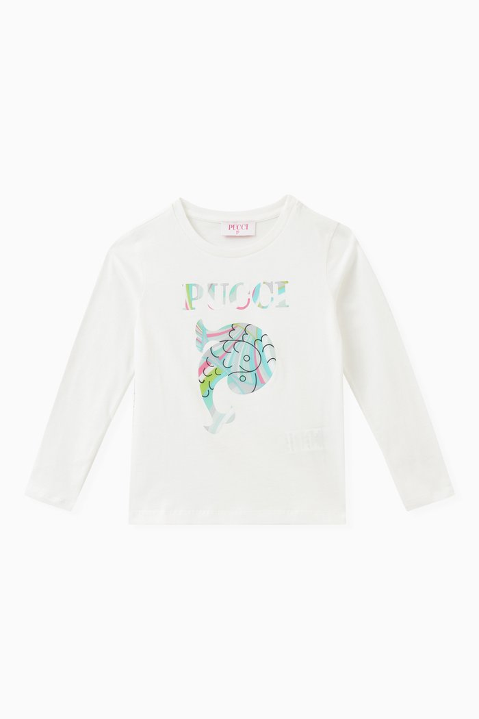 

Graphic Logo Long Sleeved T-shirt in Cotton, White