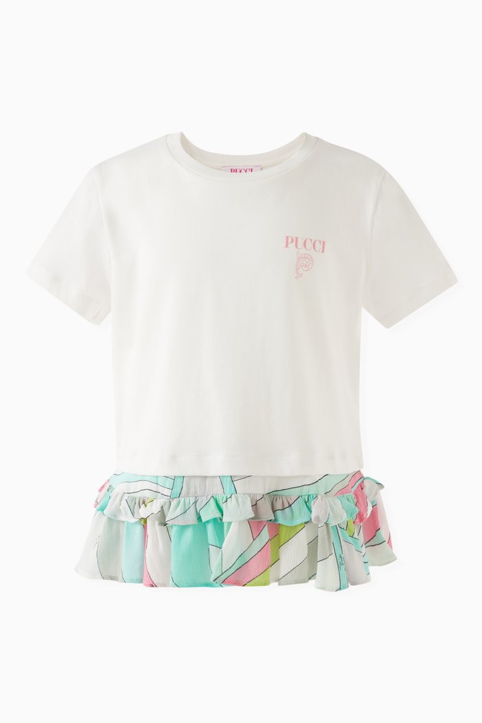 

Logo-print Ruffled T-shirt in Cotton, White