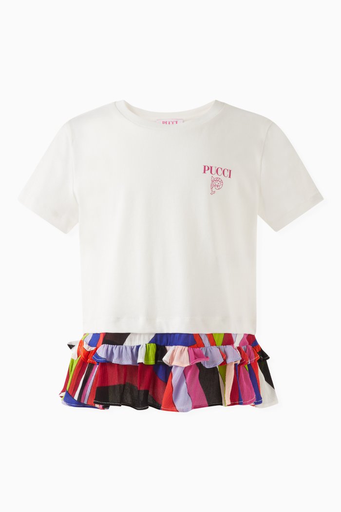 

Logo-print Ruffled T-shirt in Cotton, White