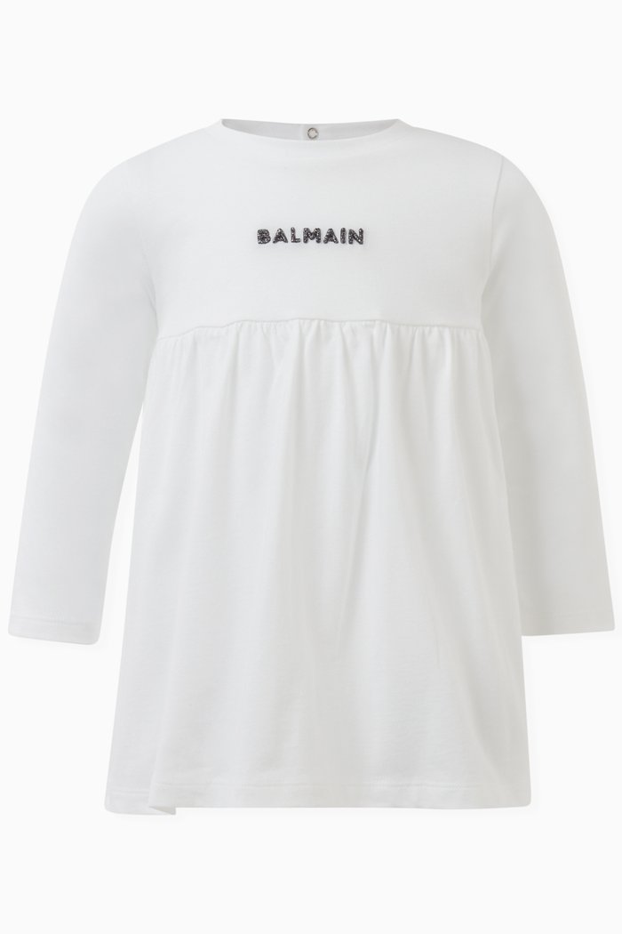 

Logo Dress & Bloomer Set in Cotton, White
