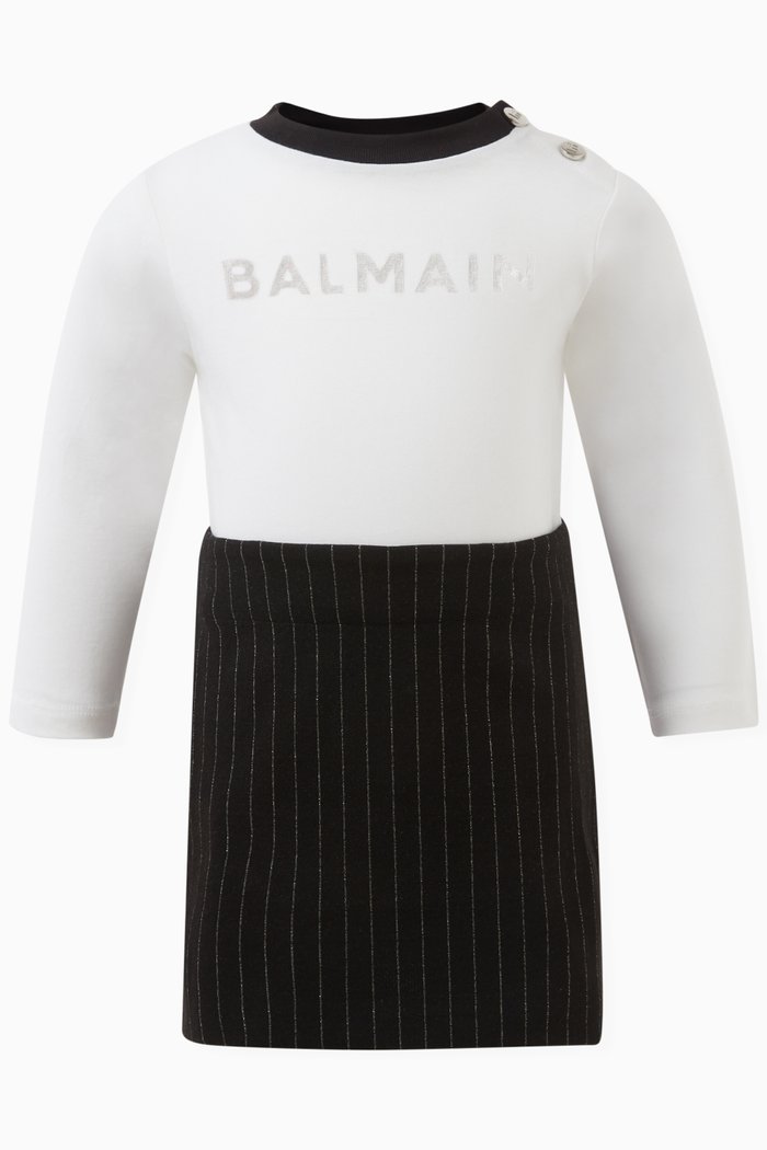 Colour-block Logo-print Dress in Viscose Blend, Black