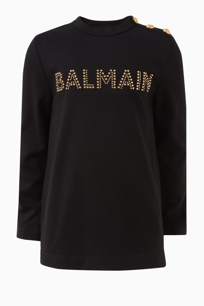 

Logo Embellished Dress in Viscose Blend, Black