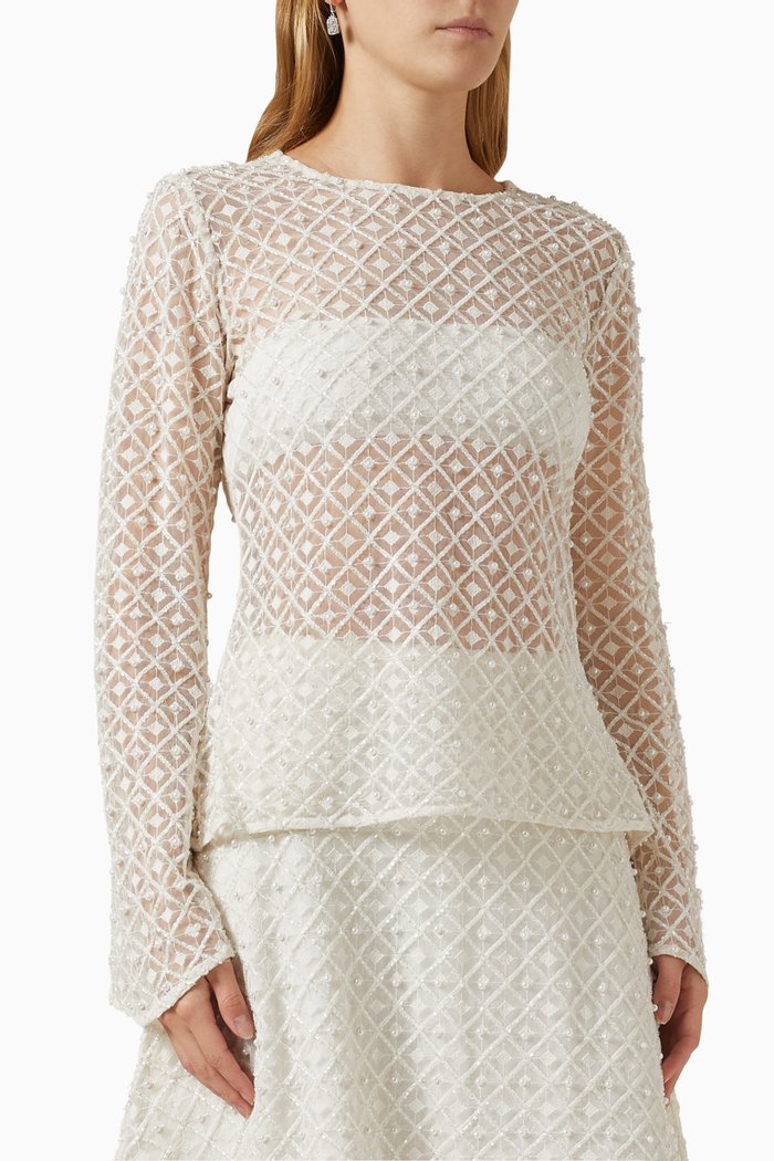 

Freya Diamond Pearl Top in Mesh, Neutral