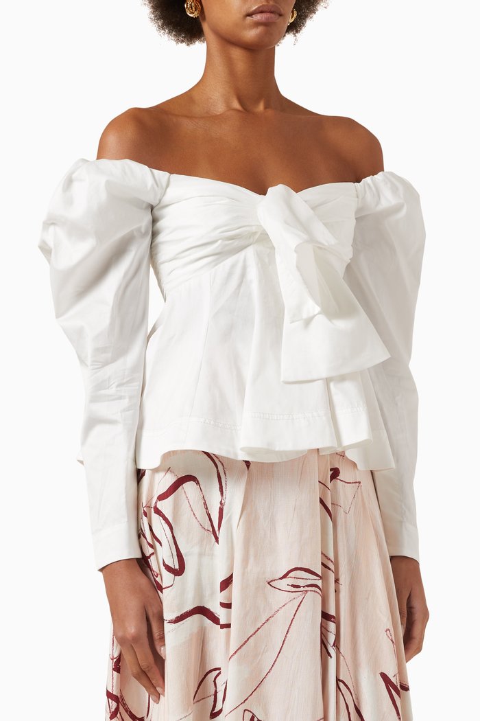 

Valentina Strapless Bow Top in Cotton, Neutral