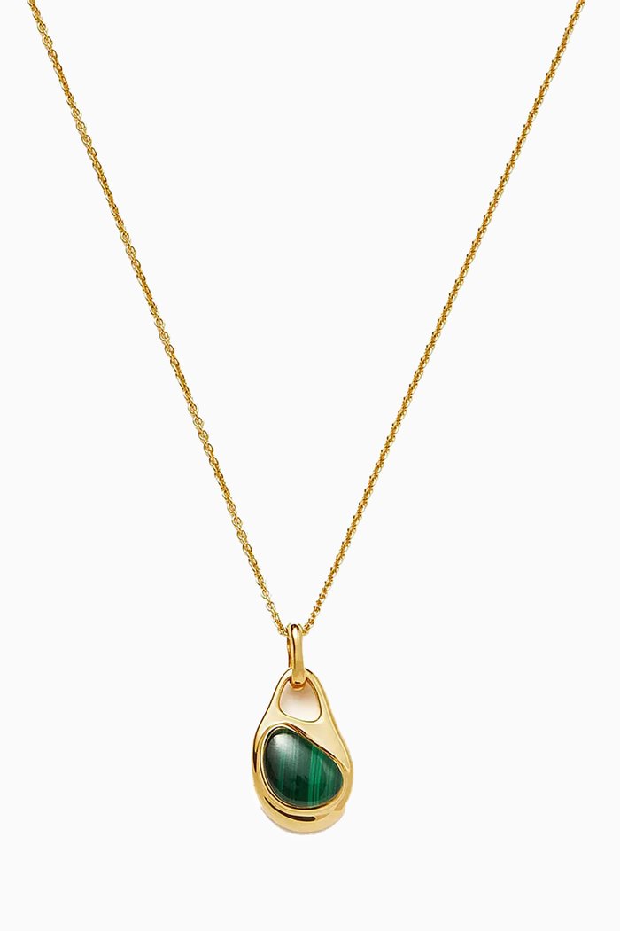 

Magma Malachite Drop Pendant Necklace in 18kt Recycled Gold-plated Sterling Silver, Green