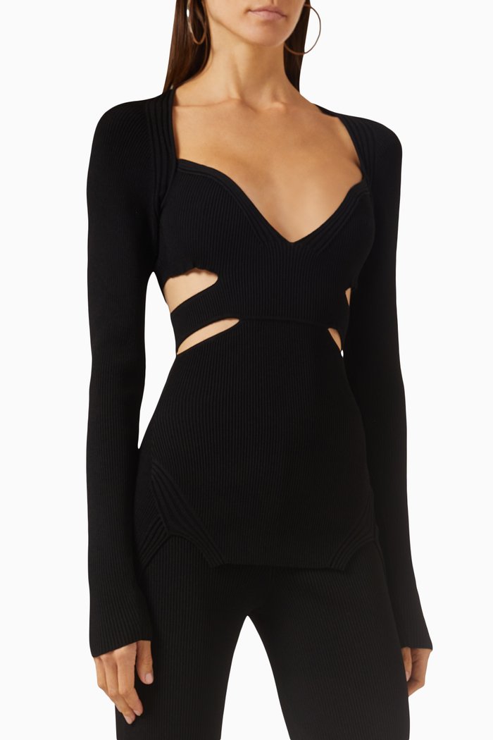 

Cut-out Top in Viscose-blend, Black