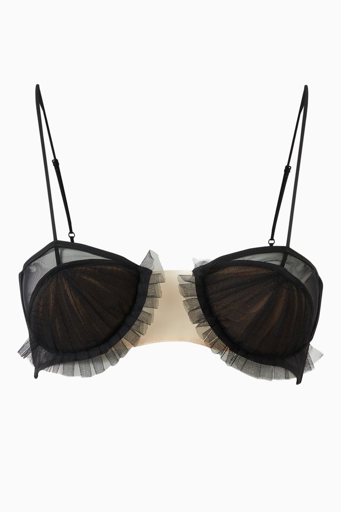 Exploding Flower Bra Top in Mesh, Black