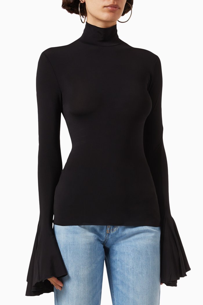 

High-neck Top in Stretch-viscose, Black