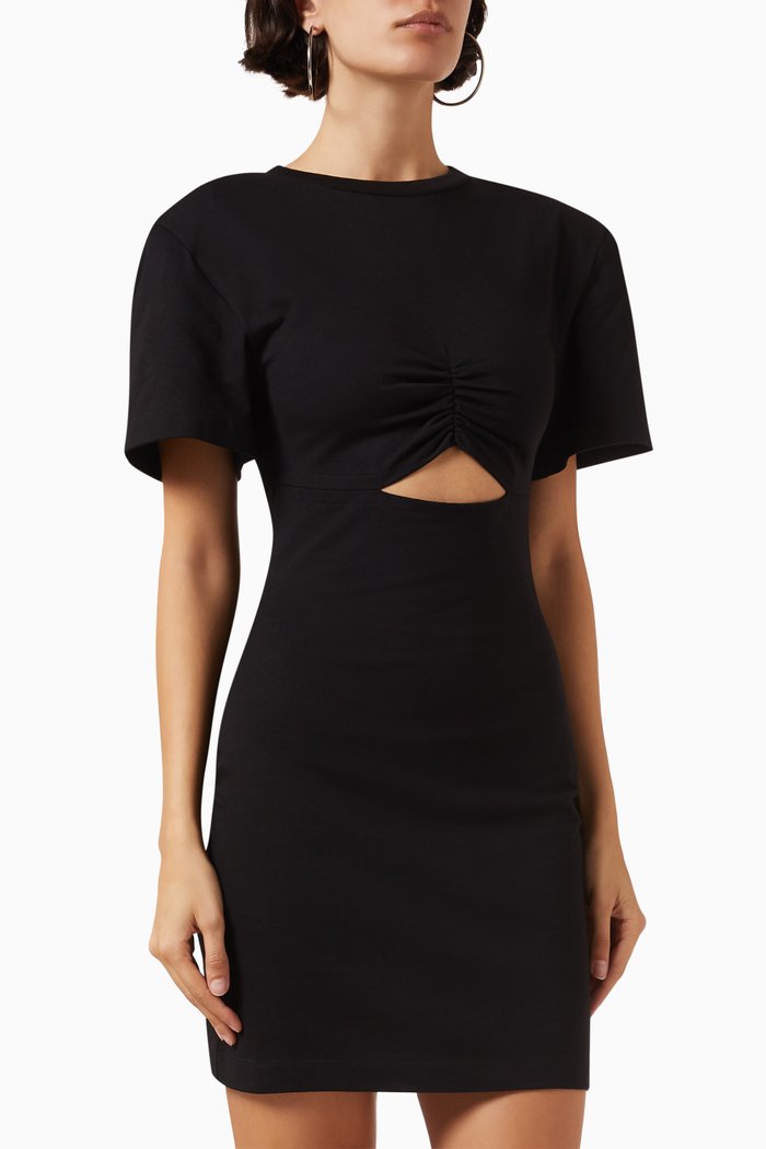 

Wrapped Mini T-shirt Dress in Cotton-jersey, Black